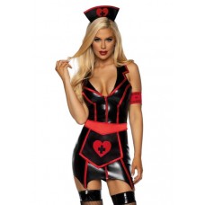 Leg Avenue Vinyl Naughty Nurse S Black/Red, One size